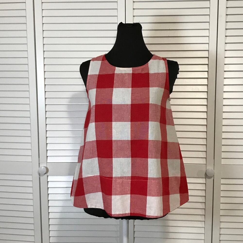 Shein Red White Buffalo Gingham Print Cottagecore A-line Tank Top Women XS